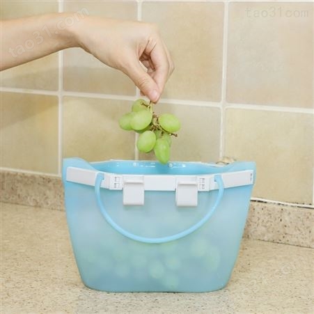 科安硅胶食品袋 水果蔬菜大号保鲜手提袋可重复使用密封收纳袋工厂定制