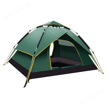 涯宝户外双层速开帐篷便携式折叠野营帐篷两门两窗免搭建帐篷