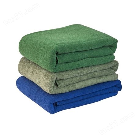 涯宝夏季单人军绿色全棉毛巾被防寒保暖救灾毛巾毯纯色应急羊毛毯