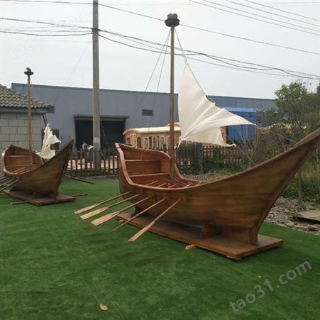 华海木船销售大型景观装饰船 木质海盗船 摄影道具船