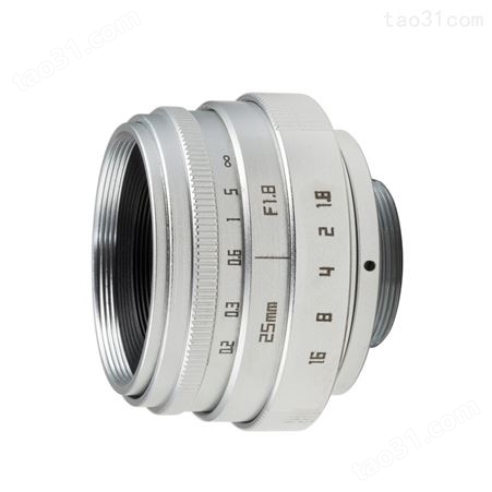  微单镜头25mm F1.8定焦相机镜头简易版C口- 银色第Ⅵ代